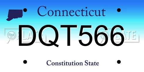 DQT566 Connecticut License Plate