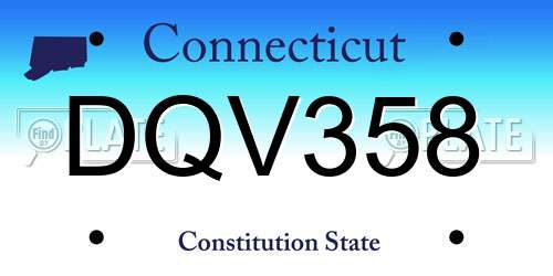 DQV358 Connecticut License Plate
