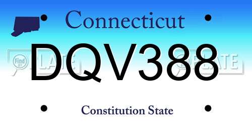 DQV388 Connecticut License Plate
