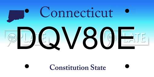 DQV80E Connecticut License Plate
