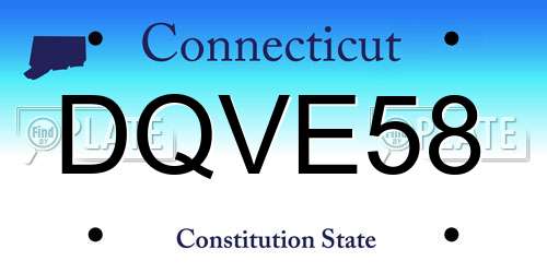 DQVE58 Connecticut License Plate