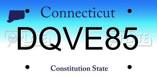 DQVE85 Connecticut License Plate