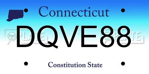 DQVE88 Connecticut License Plate