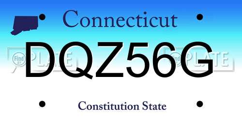 DQZ56G Connecticut License Plate