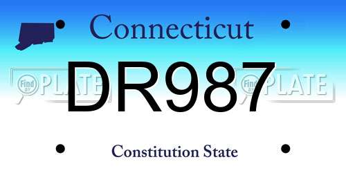 DR987 Connecticut License Plate