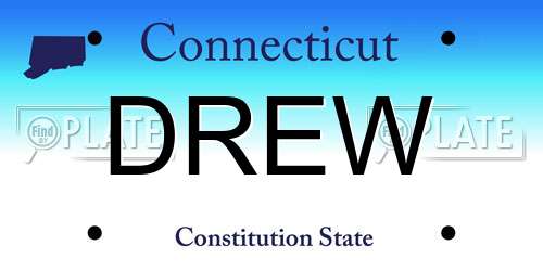 DREW Connecticut License Plate