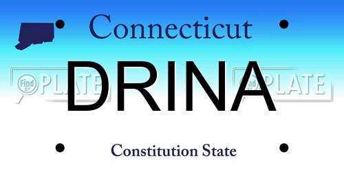 DRINA Connecticut License Plate