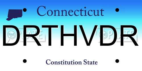 DRTHVDR Connecticut License Plate