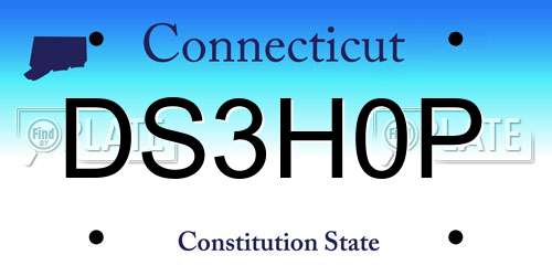DS3H0P Connecticut License Plate
