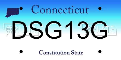 DSG13G Connecticut License Plate