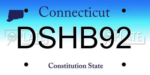 DSHB92 Connecticut License Plate