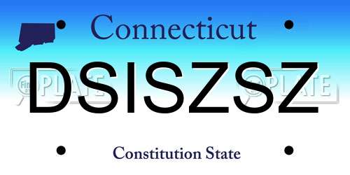 DSISZSZ Connecticut License Plate