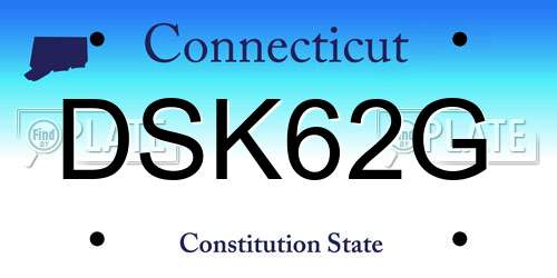 DSK62G Connecticut License Plate