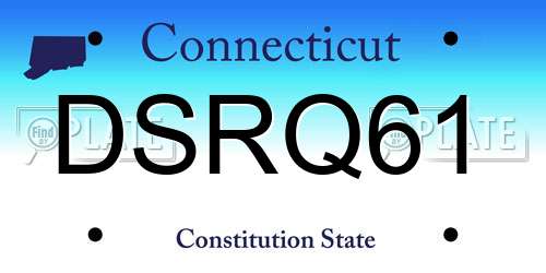 DSRQ61 Connecticut License Plate