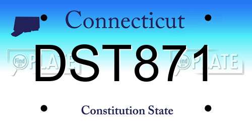 DST871 Connecticut License Plate