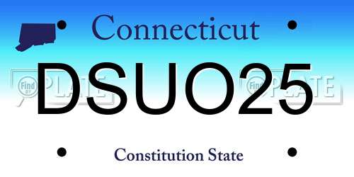 DSUO25 Connecticut License Plate