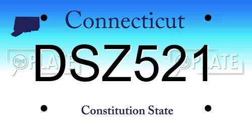 DSZ521 Connecticut License Plate