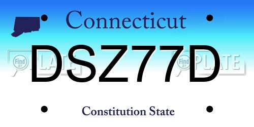 DSZ77D Connecticut License Plate