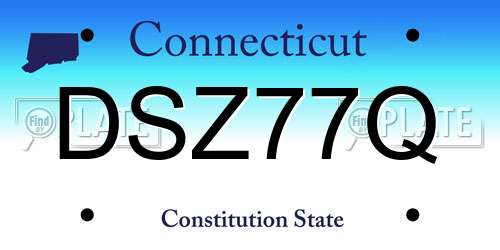 DSZ77Q Connecticut License Plate