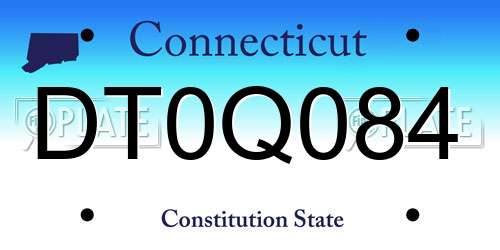 DT0Q084 Connecticut License Plate