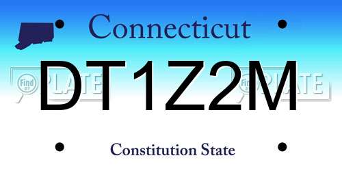 DT1Z2M Connecticut License Plate