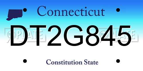 DT2G845 Connecticut License Plate
