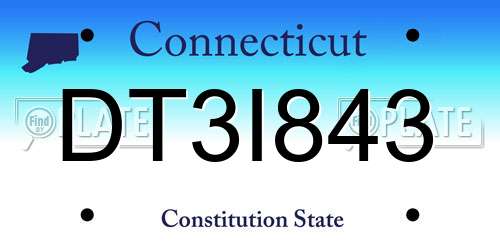 DT3I843 Connecticut License Plate