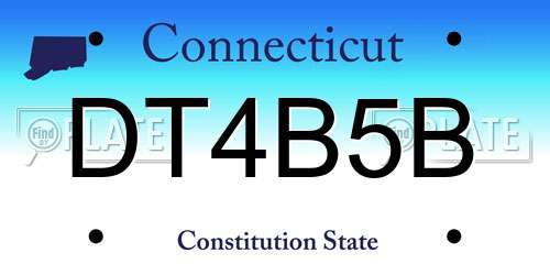 DT4B5B Connecticut License Plate
