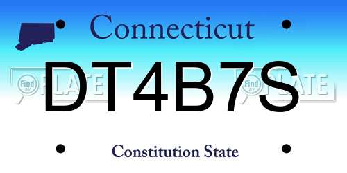 DT4B7S Connecticut License Plate