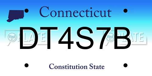 DT4S7B Connecticut License Plate