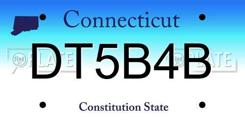 DT5B4B Connecticut License Plate