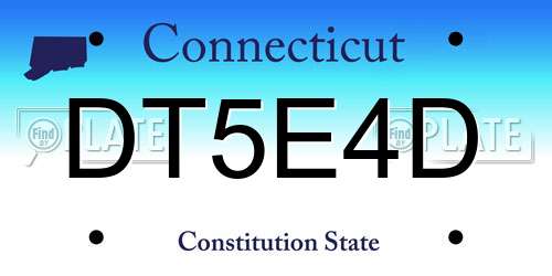 DT5E4D Connecticut License Plate