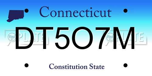 DT5O7M Connecticut License Plate