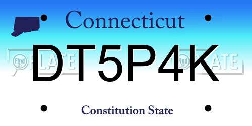 DT5P4K Connecticut License Plate