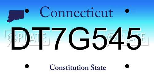 DT7G545 Connecticut License Plate
