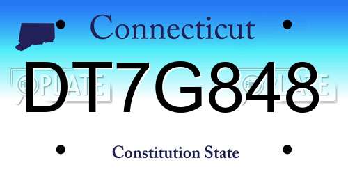 DT7G848 Connecticut License Plate