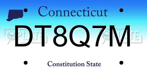 DT8Q7M Connecticut License Plate