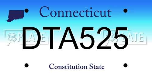 DTA525 Connecticut License Plate