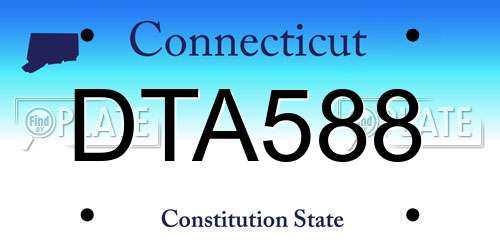 DTA588 Connecticut License Plate