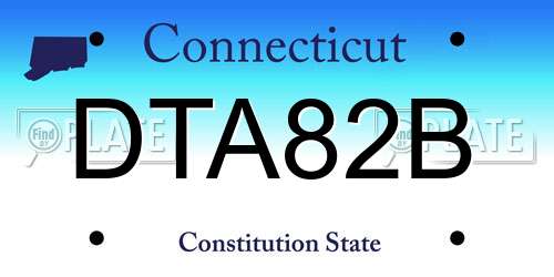DTA82B Connecticut License Plate