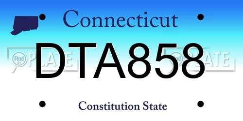 DTA858 Connecticut License Plate