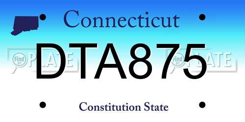 DTA875 Connecticut License Plate
