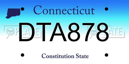 DTA878 Connecticut License Plate