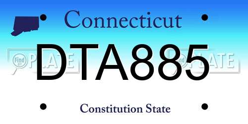 DTA885 Connecticut License Plate