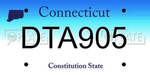 DTA905 Connecticut License Plate