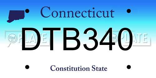 DTB340 Connecticut License Plate