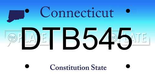 DTB545 Connecticut License Plate