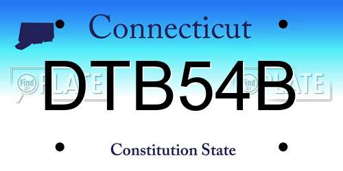 DTB54B Connecticut License Plate