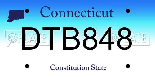 DTB848 Connecticut License Plate