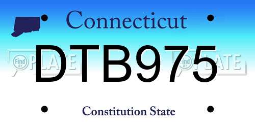 DTB975 Connecticut License Plate